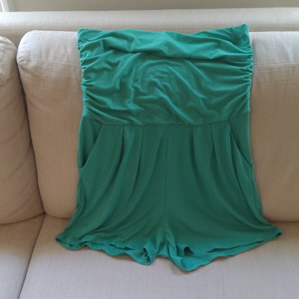 New without tags green tube top romper/shorts